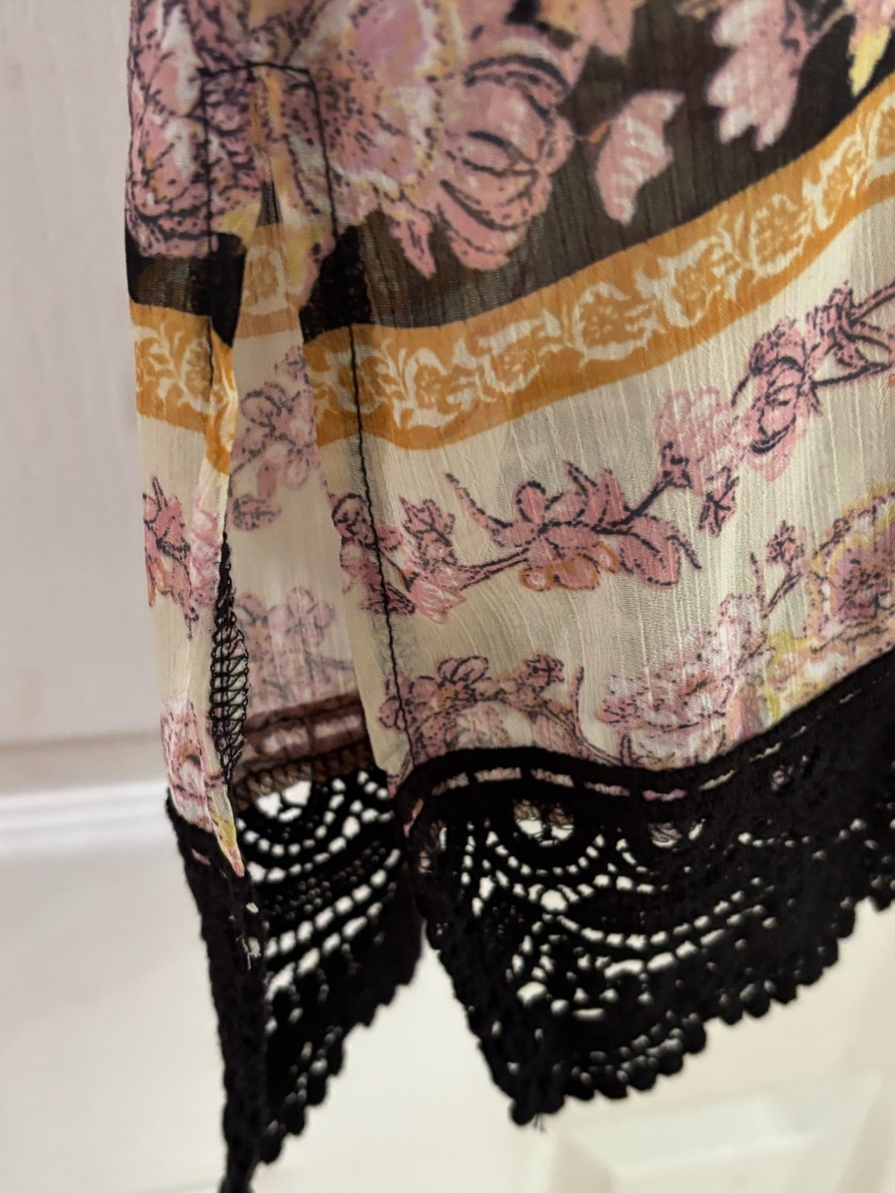 Rewind Floral Open Front Crochet Trim Kimono Cardigan XL - Picture 3 of 8